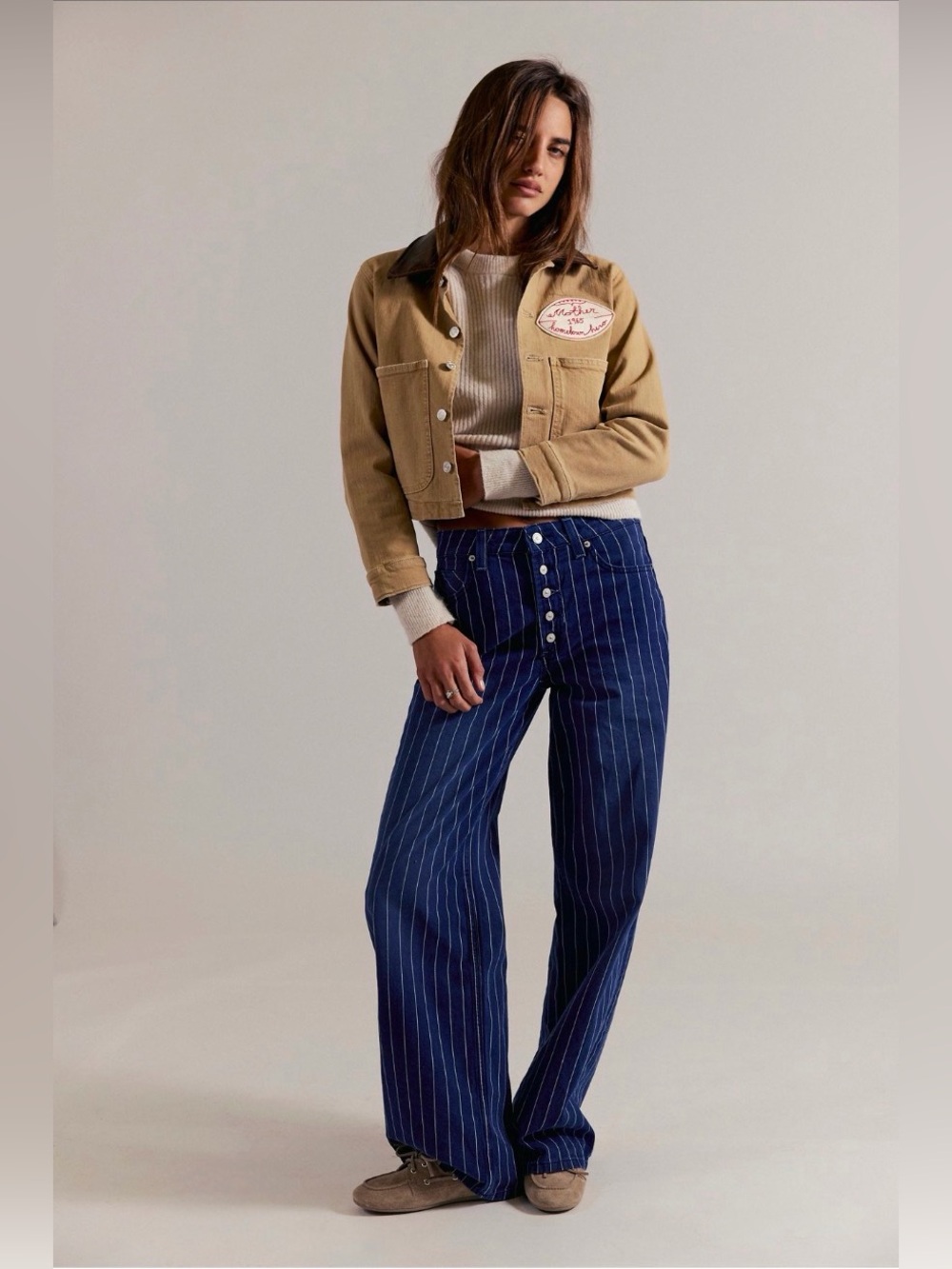 NWOT We The Free Nia Striped Boyfriend Jeans ~Indigo Pinstripe~